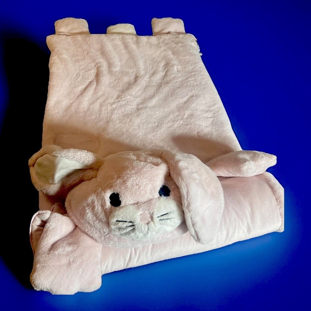 Frolics Bunny Plush Sleeping Bag‎ Youth Sleeping 28"x62" Foldable Nap Mat, Pink